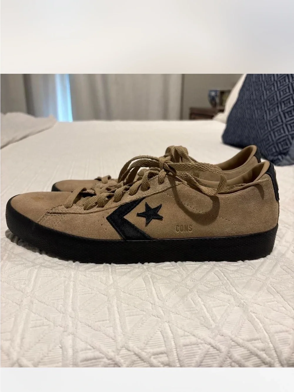 Converse Tan Suede Low-Top Sneakers with Black Accents